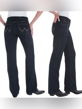 WRANGLER Q-Baby Dark Dynasty Bootcut Western Riding Jeans 9/10 x 34